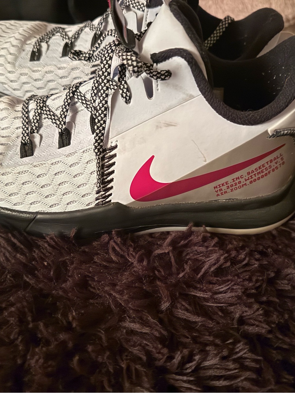Nike White Sneakers with Pink Swoosh